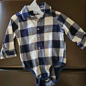 Navy and Cream Plaid Bodysuit